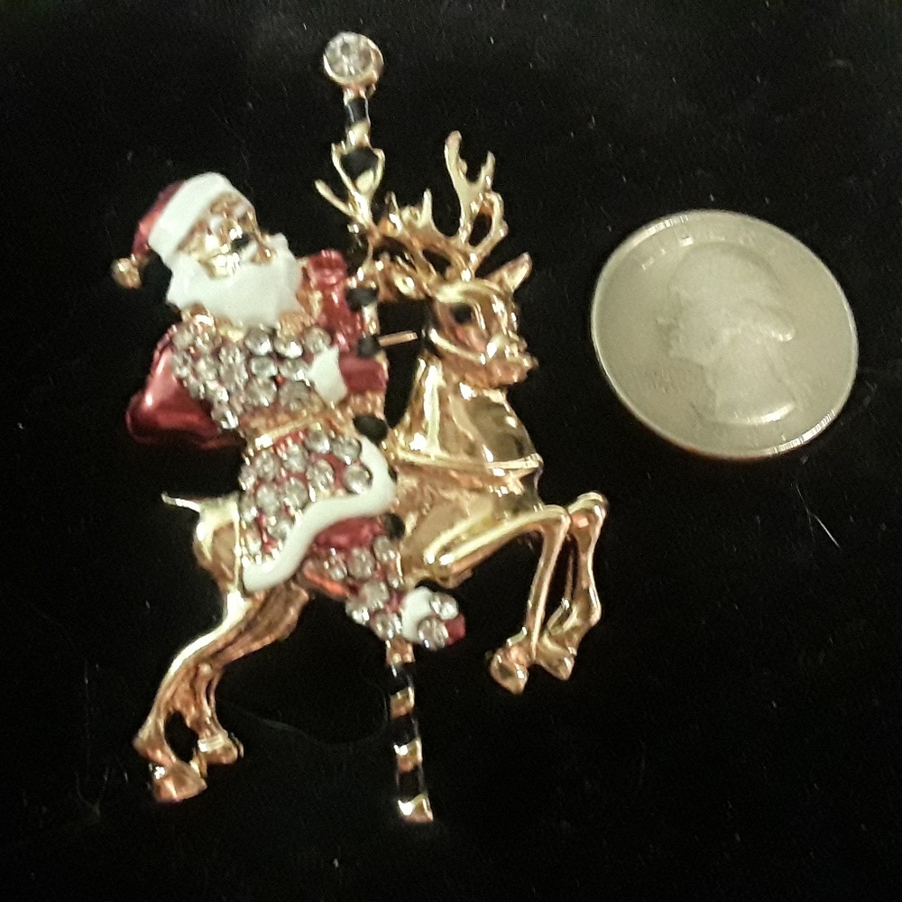 Santa rhinestone pin, Reindeer